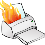 cartoon printer on fire