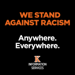 text stating: "We stand against racism anywhere, everywhere.