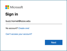 Microsoft Sign In prompt