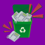 recycling bin full of old Cisco phones.
