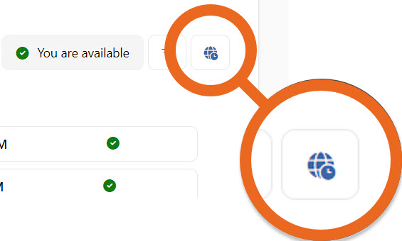 emphasis of the time zone icon in Microsoft Bookings.